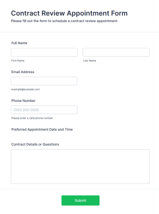 Contract Review Appointment Form Template