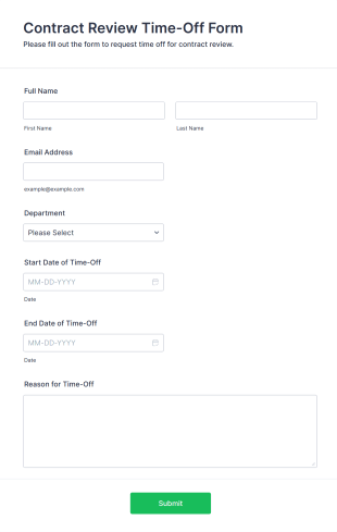 Contract Review Time Off Form Template