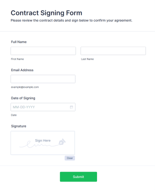 Contract Signing Form Template