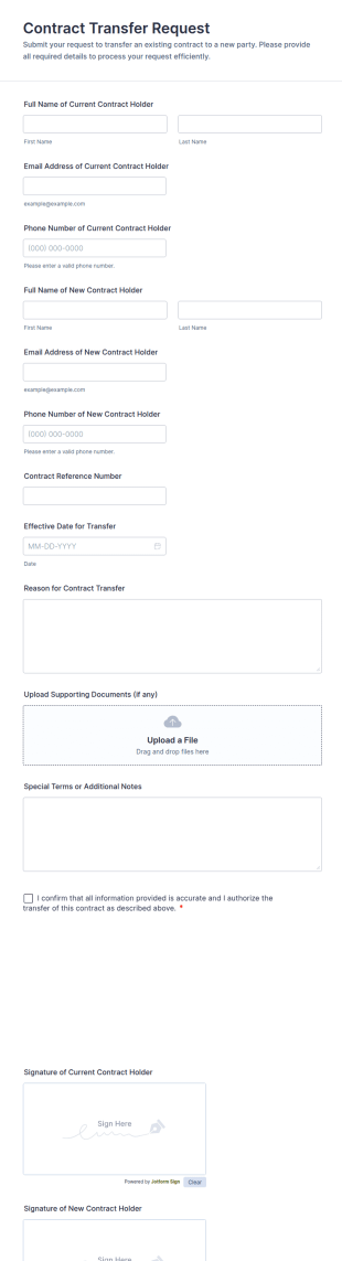 Contract Transfer Request Form Template