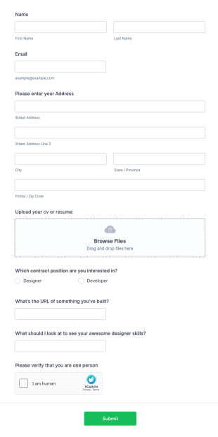 Contractor Application Form Template