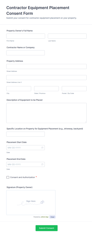 Contractor Equipment Placement Consent Form Template