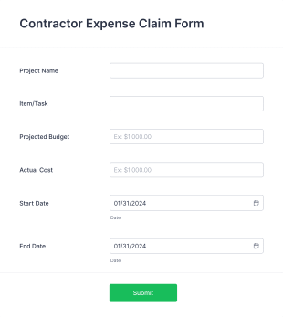 Contractor Expense Claim Form Template