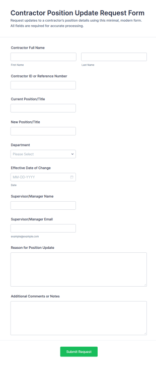 Contractor Position Update Form Template