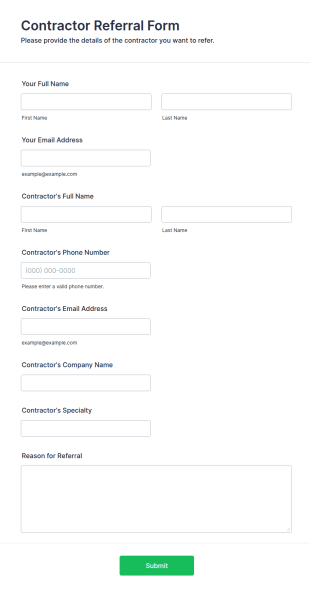 Contractor Referral Form Template