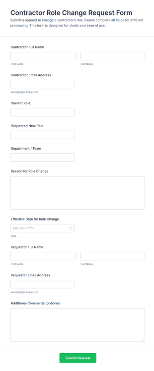 Contractor Role Change Request Form Template