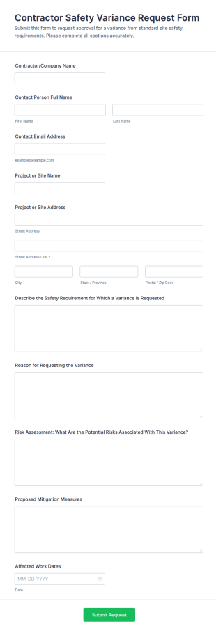 Contractor Safety Variance Request Form Template