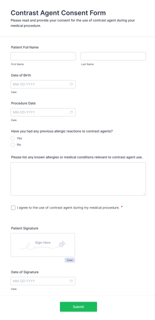 Contrast Agent Consent Form Template
