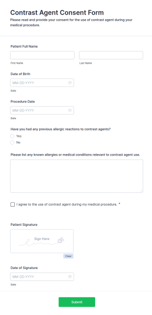 Contrast Agent Consent Form Template
