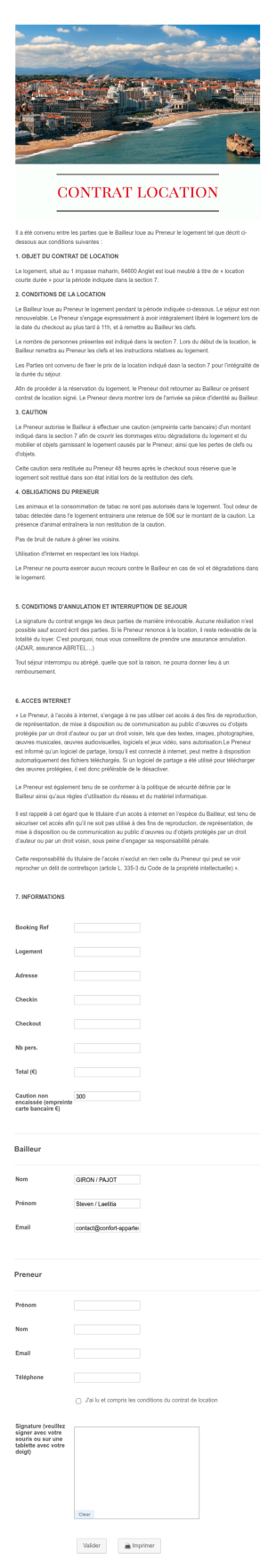 Contrat De Location Courte Durée