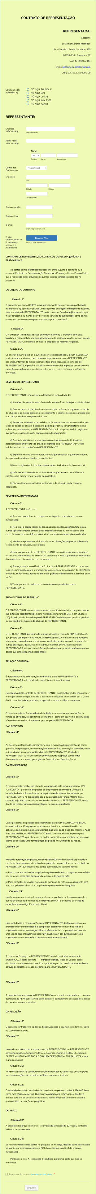 Contrato De Representação Comercial Com Exceção EFAPI (Chapecó)5.0