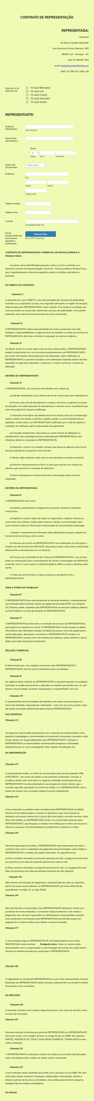 Contrato De Representação Comercial Com Exceção EFAPI (Chapecó)5.0