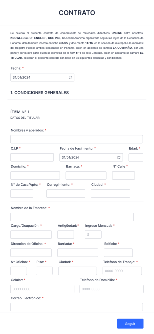 Contrato Form Template