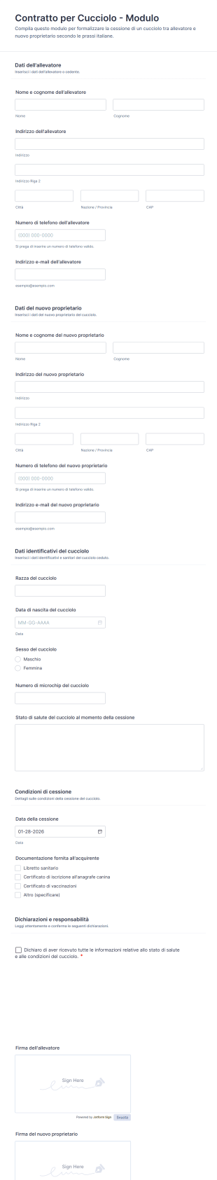 Contratto Per Cucciolo Modulo