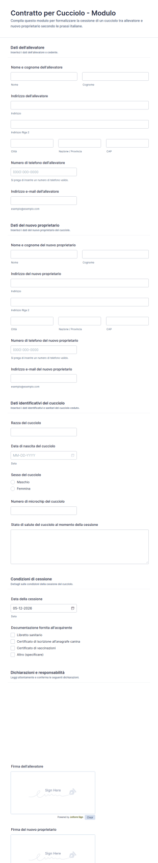 Contratto Per Cucciolo Modulo