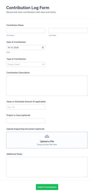 Contribution Log Form Template