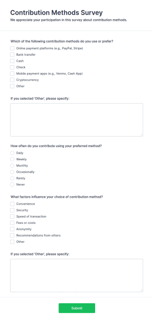 Contribution Methods Survey Form Template