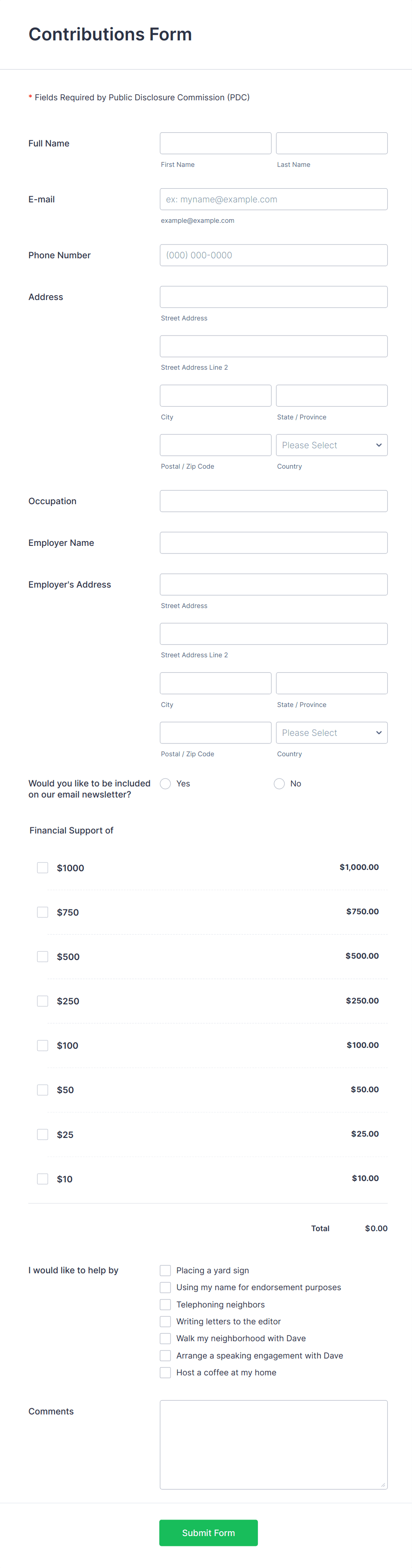 Contribution Form Template | Jotform
