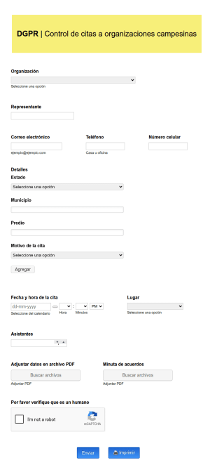 Control De Citas De Organizaciones Campesinas