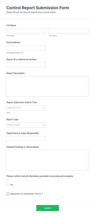 Control Report Submission Form Template