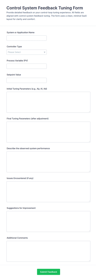 Control System Feedback Tuning Form Template