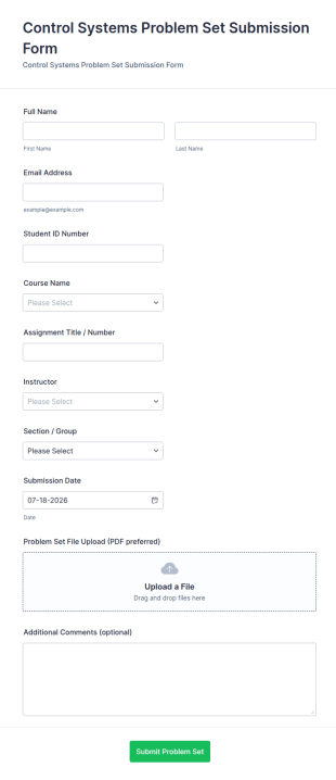 Control Systems Problem Set Submission Form Template