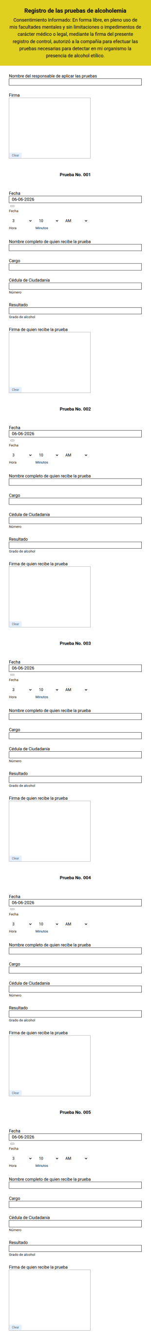 Control Y Seguimiento De Pruebas De Alcoholemia Para Empleados