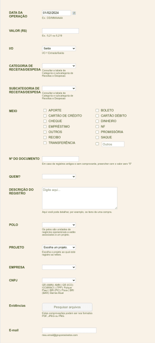 Controle De Despesas Dos Polos 2021 Form Template