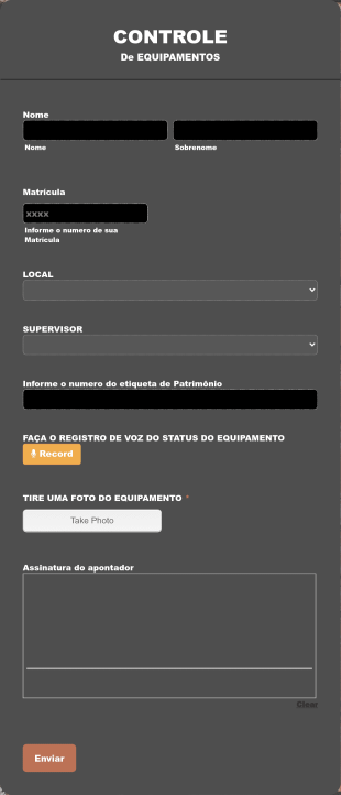 Controle De Equipamento Form Template
