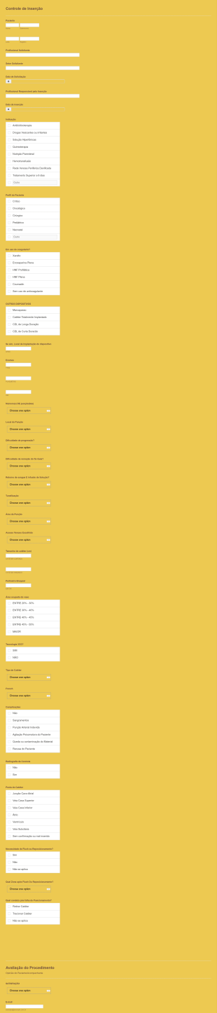 Controle De Inserção De PICC Form Template