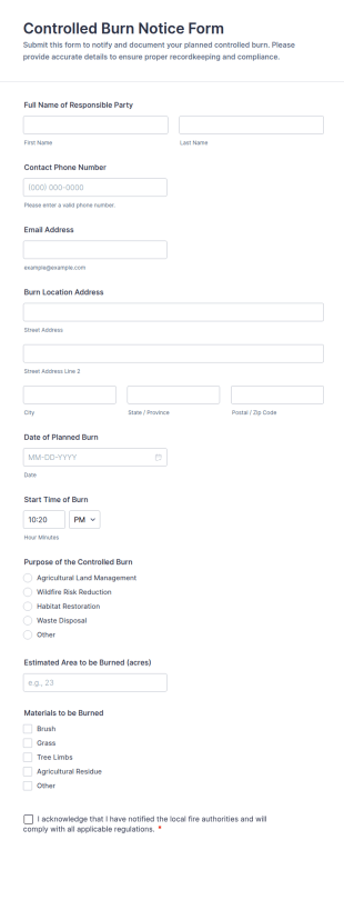 Controlled Burn Notice Form Template
