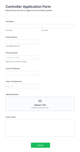 Controller Application Form Form Template