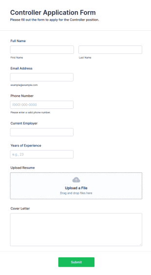 Controller Application Form Template