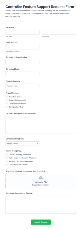 Controller Feature Support Request Form Template