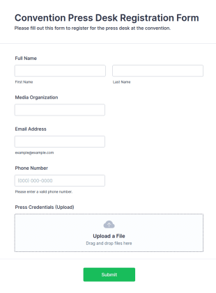 Convention Press Desk Registration Form Template