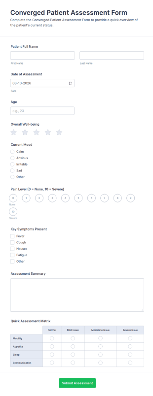 Converged Patient Assessment Form Template