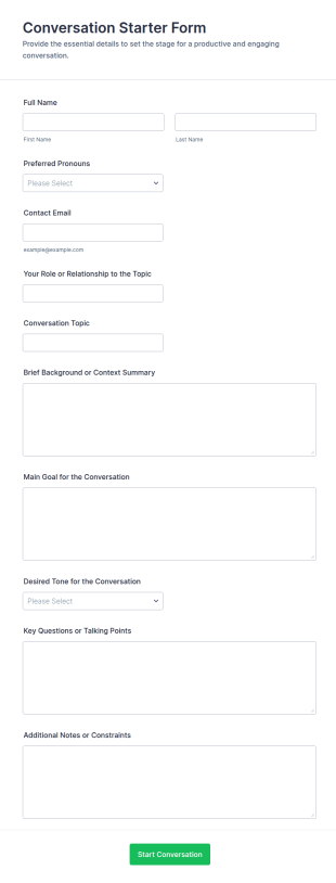 Conversation Starter Form Template