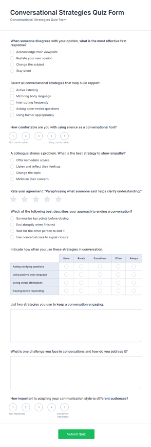 Conversational Strategies Quiz Form Template