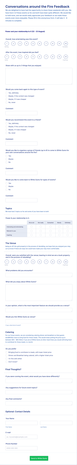 Conversations Feedback Form Template