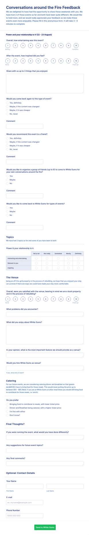 Conversations Feedback Form Template