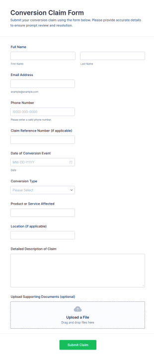 Conversion Claim Form Template