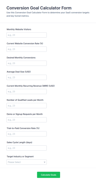 Conversion Goal Calculator Form Template