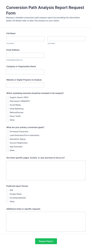 Conversion Path Analysis Report Request Form Template