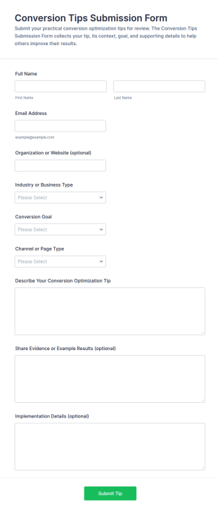 Conversion Tips Submission Form Template
