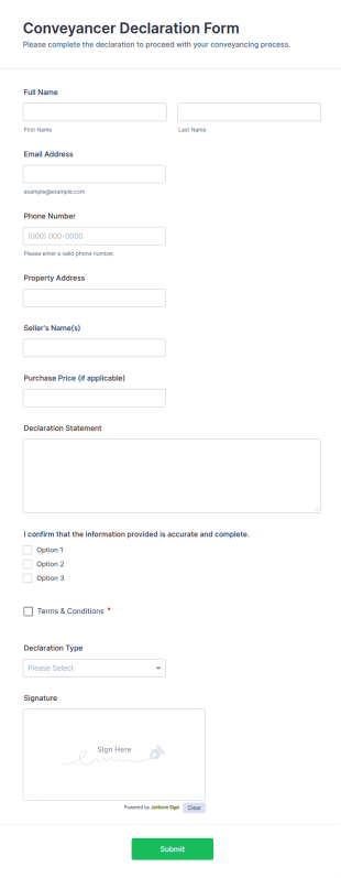Conveyancer Declaration Form Template