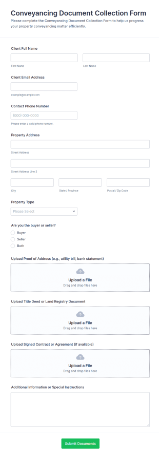Conveyancing Document Collection Form Template