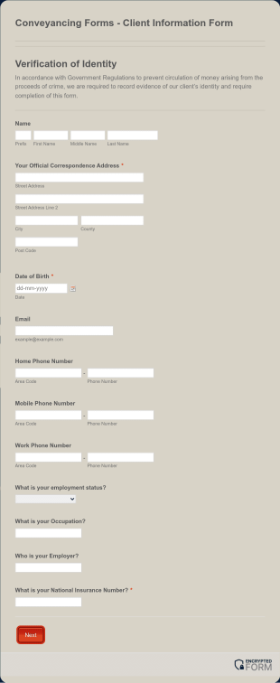 Conveyancing Forms Client Information Form Template