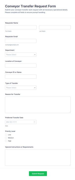 Conveyor Transfer Request Form Template
