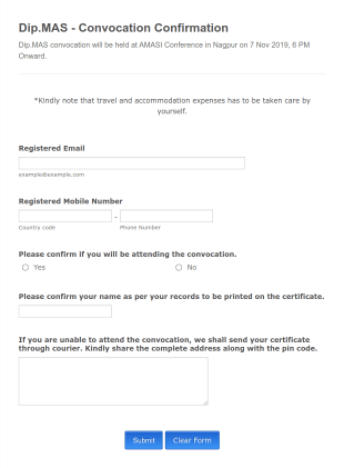 Convocation Attendance Confirmation Form Template