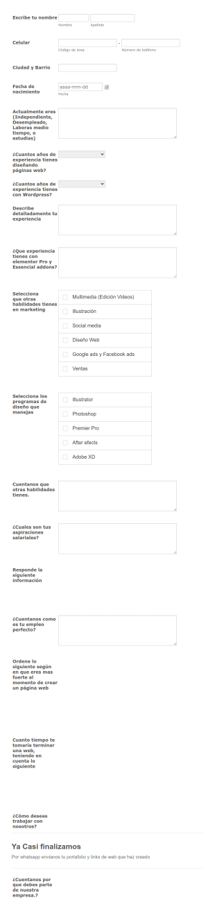 Convocatoria Diseño Web Vectorial Form Template